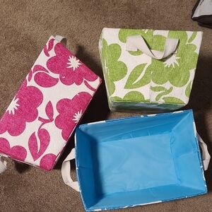 Floral Storage Bins Set - Pink, Green, Blue Interiors